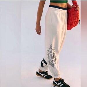 Free People/ FP Movement All Star Logo Sweatpants White & Black Size XS